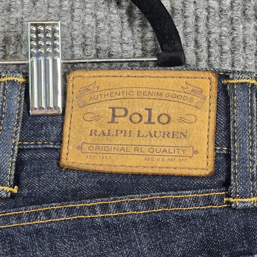 Polo Ralph Lauren Jeans Mens 38x32 Varick Blue Slim Straight Dark Wash Denim
